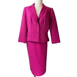 Hobbs London‎ Skirt Blazer Suit Set 10/12 Fuchsia Pink Career